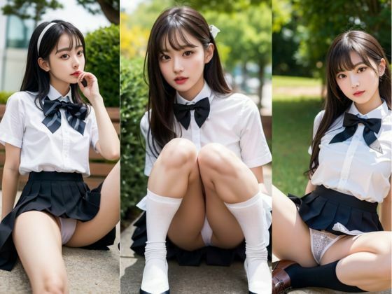 パンチラ女子制服 AI美女グラビア写真集