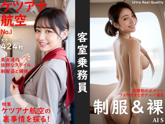 【全424枚】 「客室乗務員」 ケツアナ航空 -キャビンアテンダントの制服姿と裏事情- -AIで描く究極の美女達-