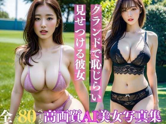グランドで恥じらい見せつける彼女 AI美女写真集