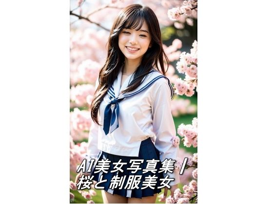 AI美女写真集┃桜と制服美女