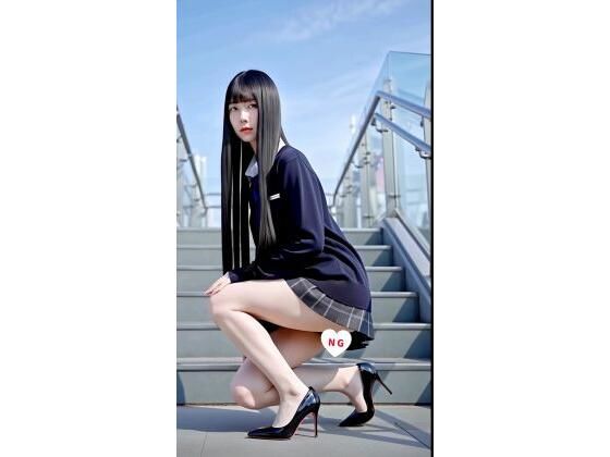 【実写風AIモデル】超スレンダー黒髪ロング×ハイヒール美脚ショートムービー