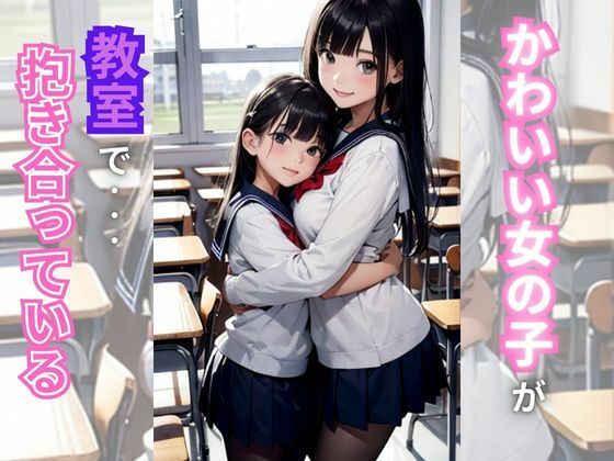 かわいい女の子が教室で抱き合っている