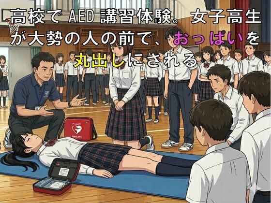 〇校でAED講習体験。女子校生が大勢の人の前で、おっぱいを丸出しにされる