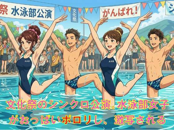 文化祭のシンクロ公演。水泳部女子がおっぱいポロリし、激写される